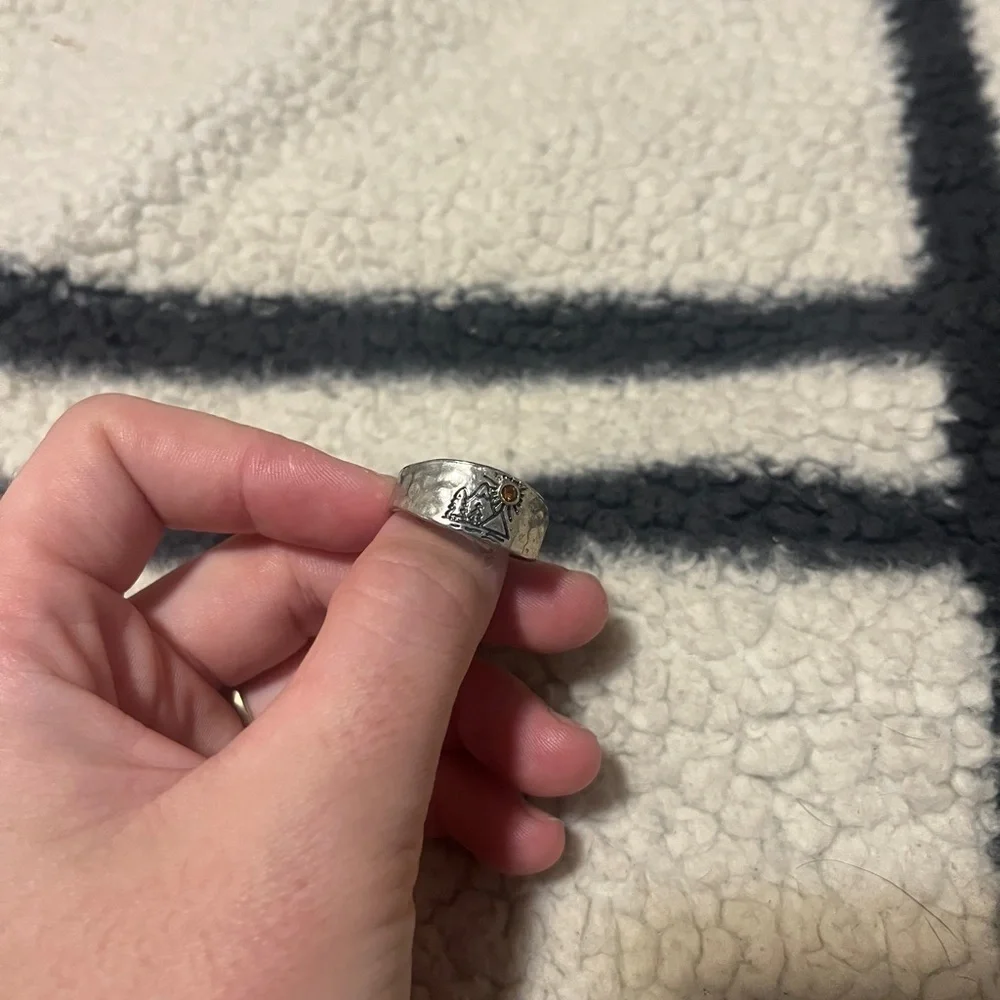 Silver Ring with Engraved Design Size 8
